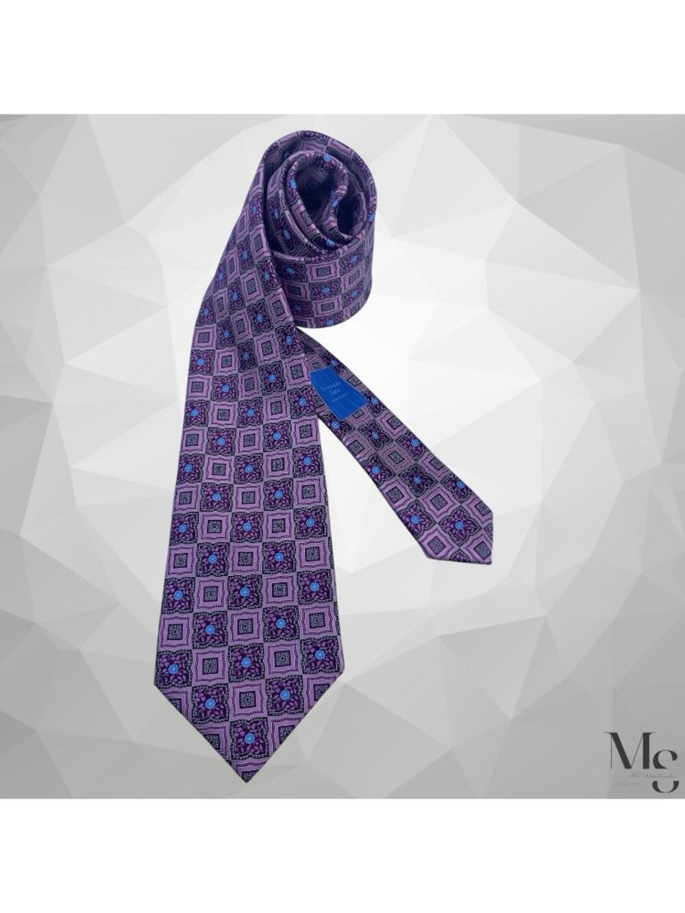 Ermenegildo Zegna Silk Tie Purple Pink Blue Floral Medallion Geometric Italy EUC
